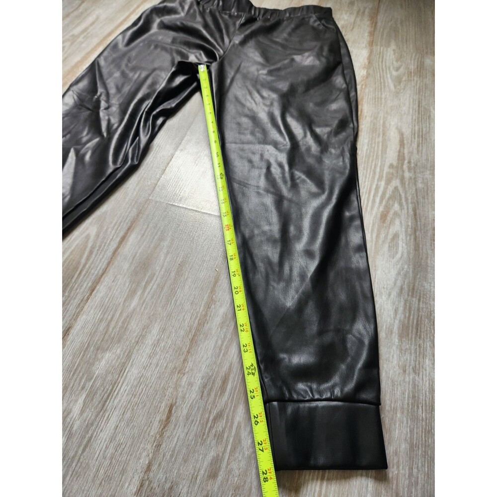 Juicy Couture Faux Leather Jogger Pants Black Fleece Lined Pull On Womens XL EUC - Picture 9 of 10